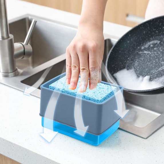 Inerposs Automatic Soap Dispenser, Dishwashing Brush, Kitchen Cleaning Tool, Space-Saving Sponge Holder, Hygienic Liquid Dispenser