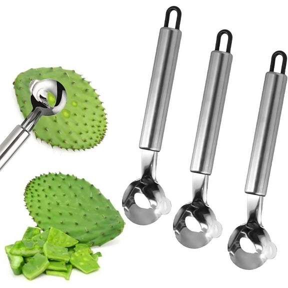 Inerposs Cactus Peeler Knife Set, Stainless Steel Kitchen Tool, Ergonomic Handle for Easy Cutting, Safe Thorn Removal Gadget, Perfect for Home Cooking