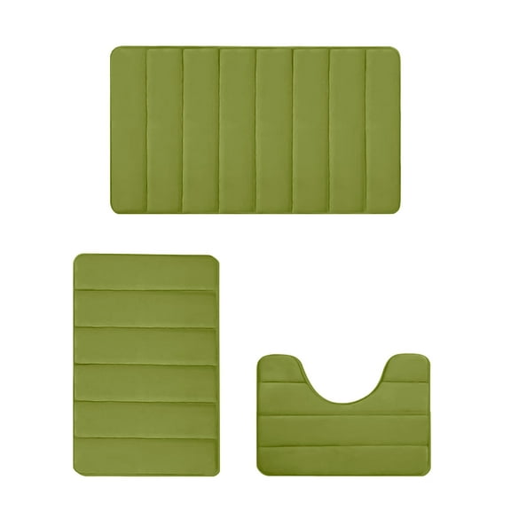 Inerposs 3Pcs Foam Bath Mat Set,Comfortable Bathroom Rugs, Non-Slip Toilet Mats, Water Absorbent Soft Rugs, Machine Washable Bathroom Floor Mats