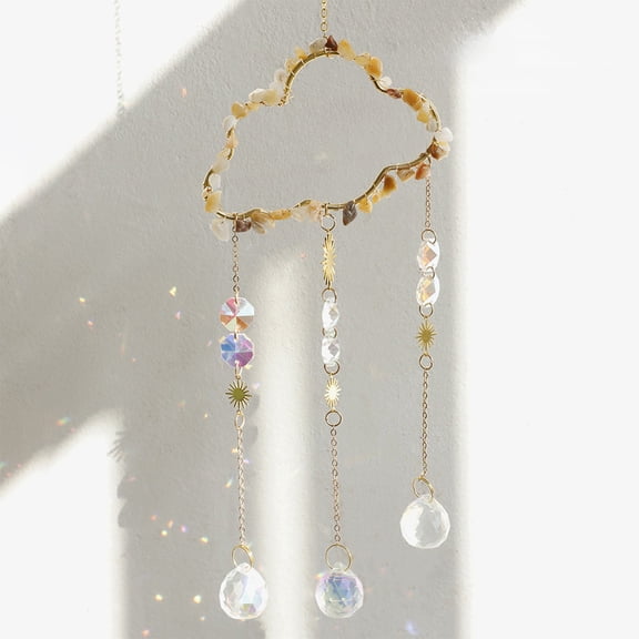 Inerposs Cloud Crystal Suncatcher, Iron Art Ornament for Home Decor, Window Hanging Decoration, Garden Decor Gift, Dazzling Light Reflection