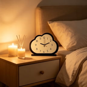 Inerposs Cloud Shaped Wooden Desk Clock, Silent Non Ticking Clock, Minimal Table Clock, Elegant Home Decor, Warm Touch for Bedroom and Office