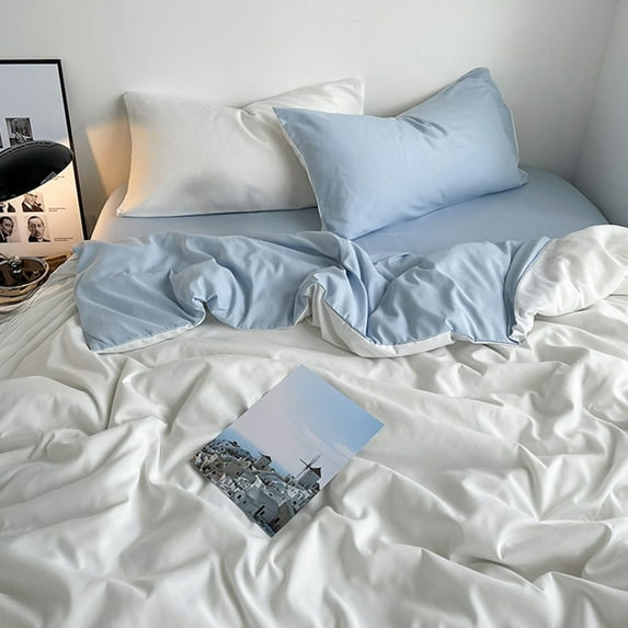 Inerposs Comfortable Four Piece Bedding Set, Soft Polyester Bed Set, Stylish Quilt Cover and Sheet Set, Fresh Color Dormitory Bedding Set for Students, Washable and Durable Bedding Collection