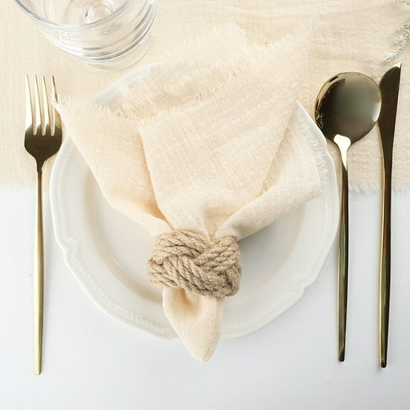 Inerposs Cotton Tassel Napkin Cloth, Pleated Square Mouth Cloth for Western Table Setting, Versatile Cotton Linen Placemats