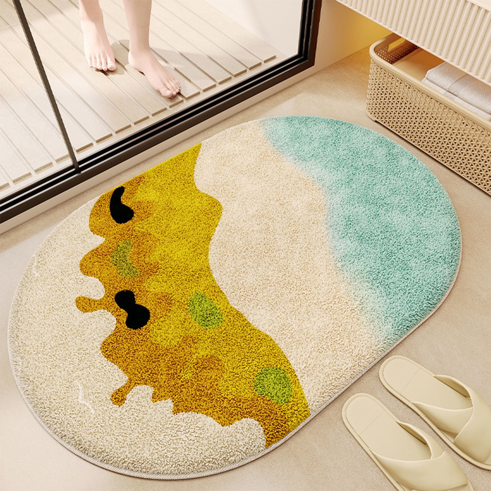 Inerposs CreamyStyle Imitation Sheep's Wool Bathroom Mat Soft