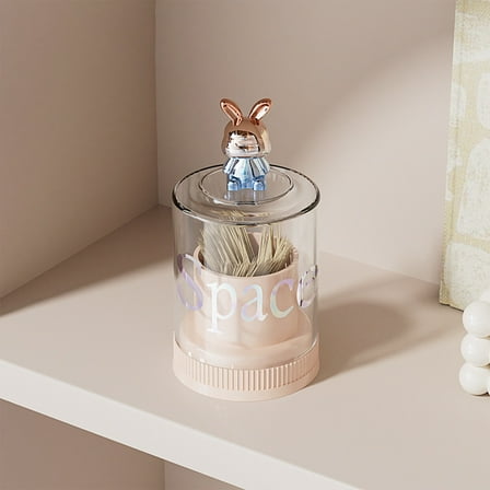 Inerposs Cute Acrylic Storage Box, Makeup Organizer Container, Q-tip Holder with Lid, Bathroom Cosmetics Storage, Multifunctional Jewelry and Makeup Organizer