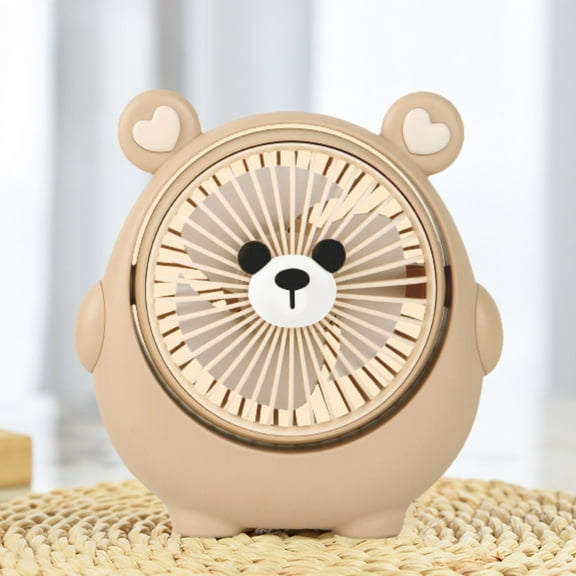Inerposs Cute Bear-Shaped USB Rechargeable Desktop Fan with Adjustable Wind Speeds and Type-C Charging for Convenient Use by Students and Children - Portable and Sturdy Design
