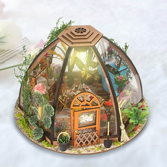 Inerposs DIY Mini Flower House Building Model, Wooden Assembly Decoration Kit, LED Lights Included, Parent-Child Activity Gift, Exquisite Home Decor