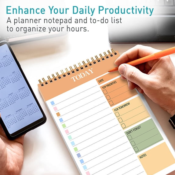 Inerposs Daily Planner, Productivity Notebook, Portable Organizer, Sticky Note Book, Task List Notepad for Efficient Learning