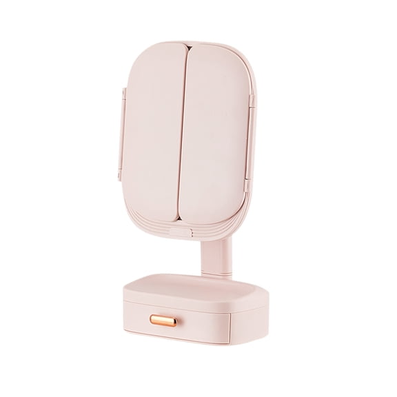 Inerposs Desktop Makeup Mirror, LED Vanity Mirror, Rotatable Beauty Mirror, Multifunctional Mirror for Bedroom and Travel, Portable Makeup Organizer