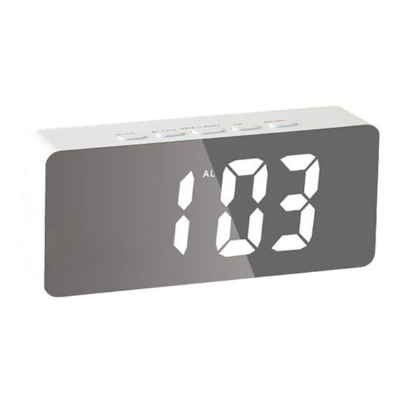 Inerposs Digital Alarm Clock, LED Mirror Display, Snooze Function, USB Rechargeable, Adjustable Brightness