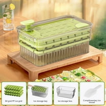 Inerposs 3 Pack Silicone Ice Cubes Trays for Freezer, Easy Release Ice Cubes Tray with Lid and Bin, 28 Cubes Each,  Green