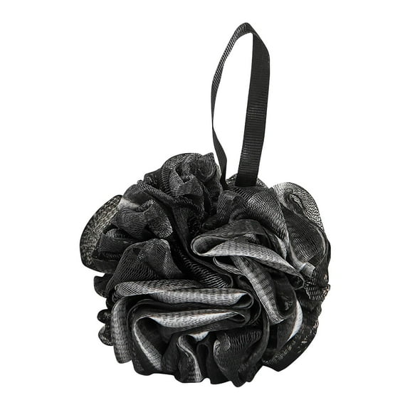 Inerposs Shower Loofah Sponge – Exfoliating Body Bath Puff, Soft Mesh Luffa with Hanging Loop for Women & Men – Long-Lasting, Quick-Dry, Rich Lather – Black, 1pc