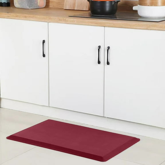 Inerposs Extra Thick Anti-Fatigue Kitchen Rug Mat - Non-Slip, Waterproof, and Stain Resistant Standing Desk Mat for Floor Comfort - Heavy Duty PVC Material (17.3x28in, Red)