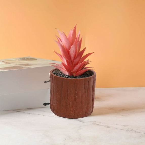 Inerposs Faux Tree Bark Flower Pot, Plastic Planter Pot, Indoor Outdoor Plant Container, Succulent Herb Cactus Pot, Modern Home Decoration for Small Spaces