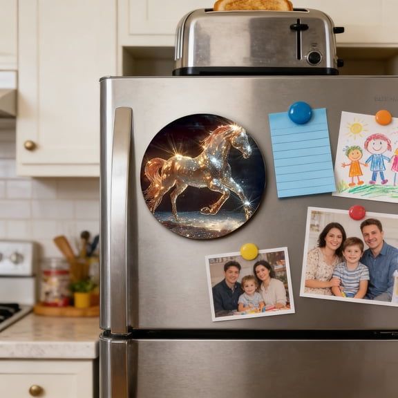 Inerposs Funny Refrigerator Magnet, Creative Kitchen Decor Magnet, Round Horses Art Magnet, Versatile Home Decor Magnet, Realistic PVC Magnet for Crafting