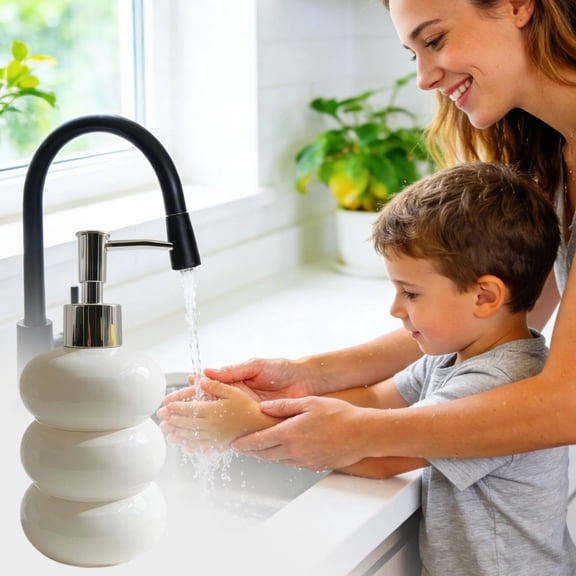 Inerposs Glass Soap Dispenser, Reusable Lotion Bottle, Pump Liquid Soap Container, Multi-Use Bathroom Accessory for Home, Shampoo and Body Wash Storage
