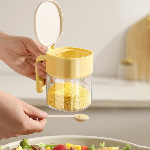 Inerposs Glass Spice Jars for Kitchen, Compact & Airtight | Easy One-Hand Use, Keeps Food Dry | Ideal for Spices & Condiments