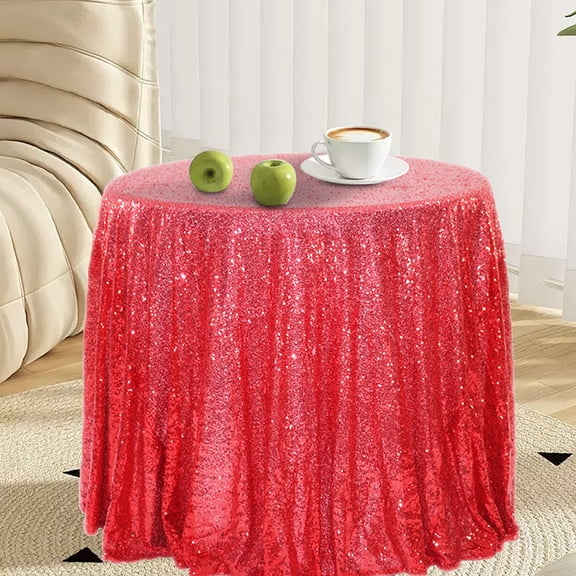 Inerposs Glitter Wedding Round Tablecloth, Shiny Decorative Polyester Cloth for Parties and Events