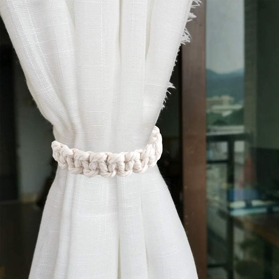 Inerposs Handwoven Cotton Curtain Tiebacks, Twisted Fabric Holdbacks with Natural Craftsmanship for Window Decoration