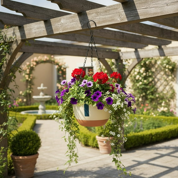 Inerposs Hanging Basket Planter, Automatic Water Absorption Pot, Indoor Outdoor Flower Pot, Space-Saving Plant Holder, Versatile Greenery Display for Home and Office