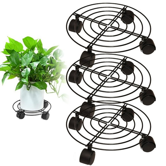Inerposs Heavy Duty Rolling Plant Saucer, Metal Roller Caddy for Large Flower Pots, Lockable Casters for Indoor Outdoor Use, Ideal for Home Appliances and Furniture