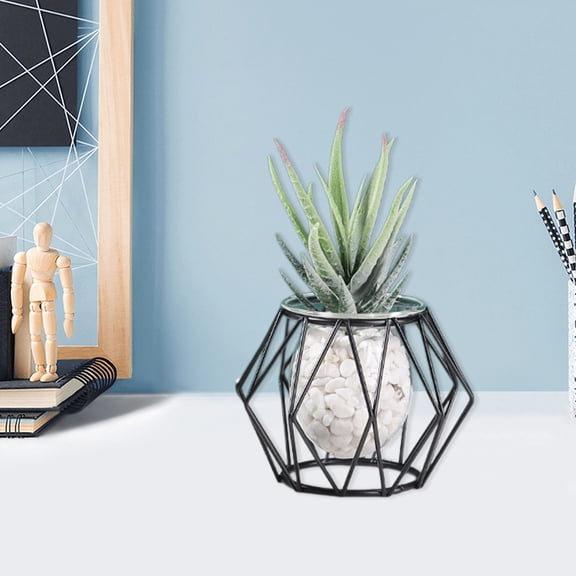 Inerposs Hydroponic Glass Vase Decoration, Iron Art Home Decor, Living Room Green Ivy Arrangement, Elegant Plant Container for Indoor Decoration, Unique Gift for Home Lovers