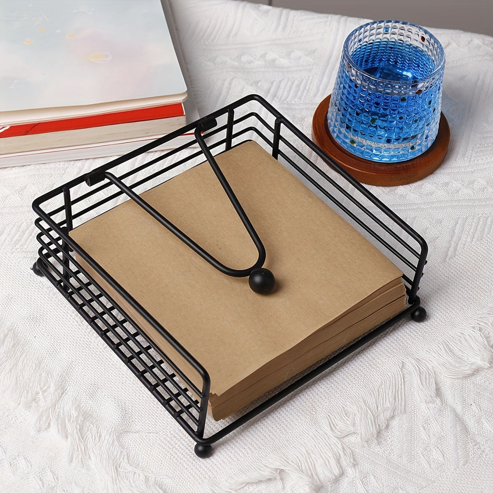 Inerposs Iron Napkin Holder, Metal Tissue Storage, Decorative Tissue Dispenser, Stylish Paper Napkin Organizer for Home, Café, and Restaurant