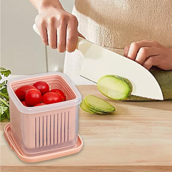 Inerposs Kitchen Storage Organizer, Ginger Garlic Seasoning Drainer, Food Storage Box, Double Drainage Organizer, Plastic Kitchen Utensils Holder