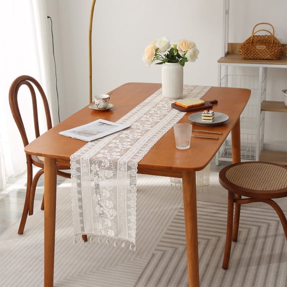 Inerposs Lace Tablecloth, Decorative Table Runner, High-Grade Crochet Table Decor, Elegant Table Cover, Versatile Home Decoration for Dining and Living Room
