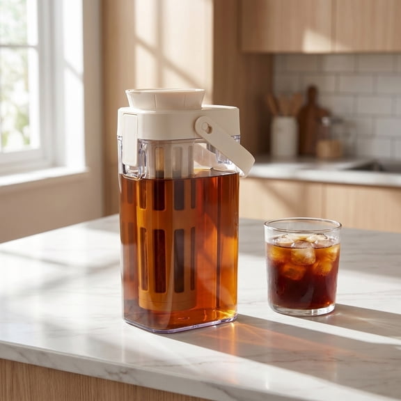Inerposs Large Capacity Cold Brew Kettle, 1000ml Coffee Cold Pot for Fruit Tea, Household Beverage Extractor, Transparent Cold Teapot for Refreshing Drinks