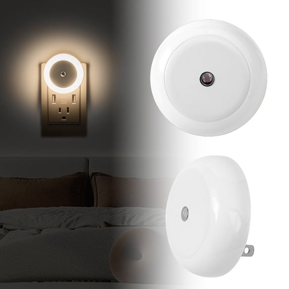 Inerposs Light Sensor Night Light, USB Rechargeable Plug-in Light, Portable LED Light for Hallways, Stairs, Bathrooms and Kitchens, Energy Saving Sensor Light for Home Use