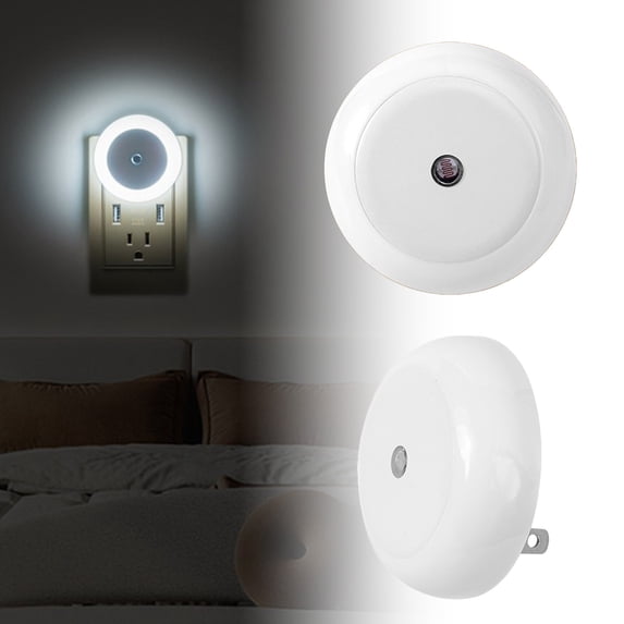 Inerposs Light Sensor Night Light, USB Rechargeable Plug-in Light, Portable LED Light for Hallways, Stairs, Bathrooms and Kitchens, Energy Saving Sensor Light for Home Use