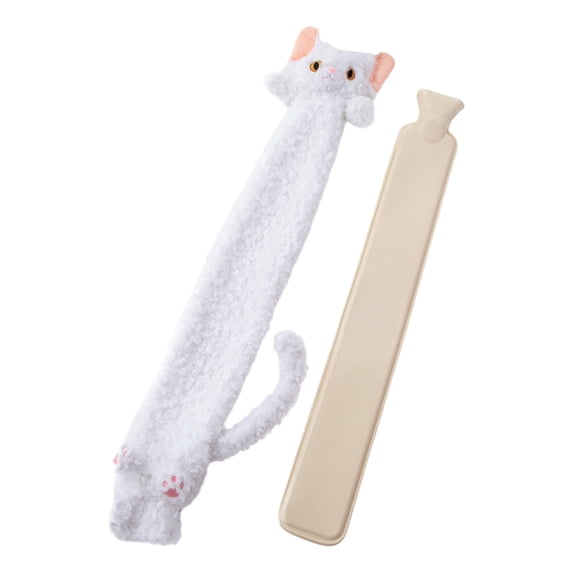 Inerposs Long Hot Water Bottle, Cat Design Hot Water Bag, Winter Warmth Comfort, Extra Long Rubber Water Bottle, Ideal for Relaxation and Relief
