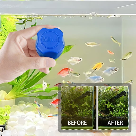Inerposs Magnetic Aquarium Brush, Glass Cleaner Tool, Effective Fish Tank Cleaning, Non-Scratch Scrubbing Sponge, Ideal for Home Aquariums