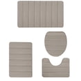 thumbnail image 1 of Foam Bath Mat 4-Piece Set – Soft, Non-Slip, Water-Absorbent Bathroom Rugs for Toilet & Shower, Thick Memory Foam, Machine Washable, Modern Design, 1 of 5