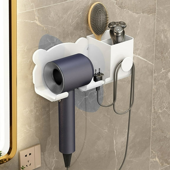 Inerposs Metal Hair Tool Organizer, Wall Mount Bathroom Storage for Hair Dryers and Styling Tools, No-Drilling Required