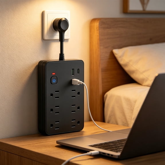 Inerposs Multi Hole Socket, Travel Charging Socket, 6 AC Outlets, 2 USB Ports, Multifunctional Power Strip for Home and Travel