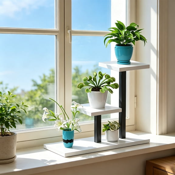 Inerposs Multi Layer Wooden Plant Stand, Indoor Flower Display Rack, Space Saving Planter Holder, Decorative Plant Shelf for Home, Living Room and Office