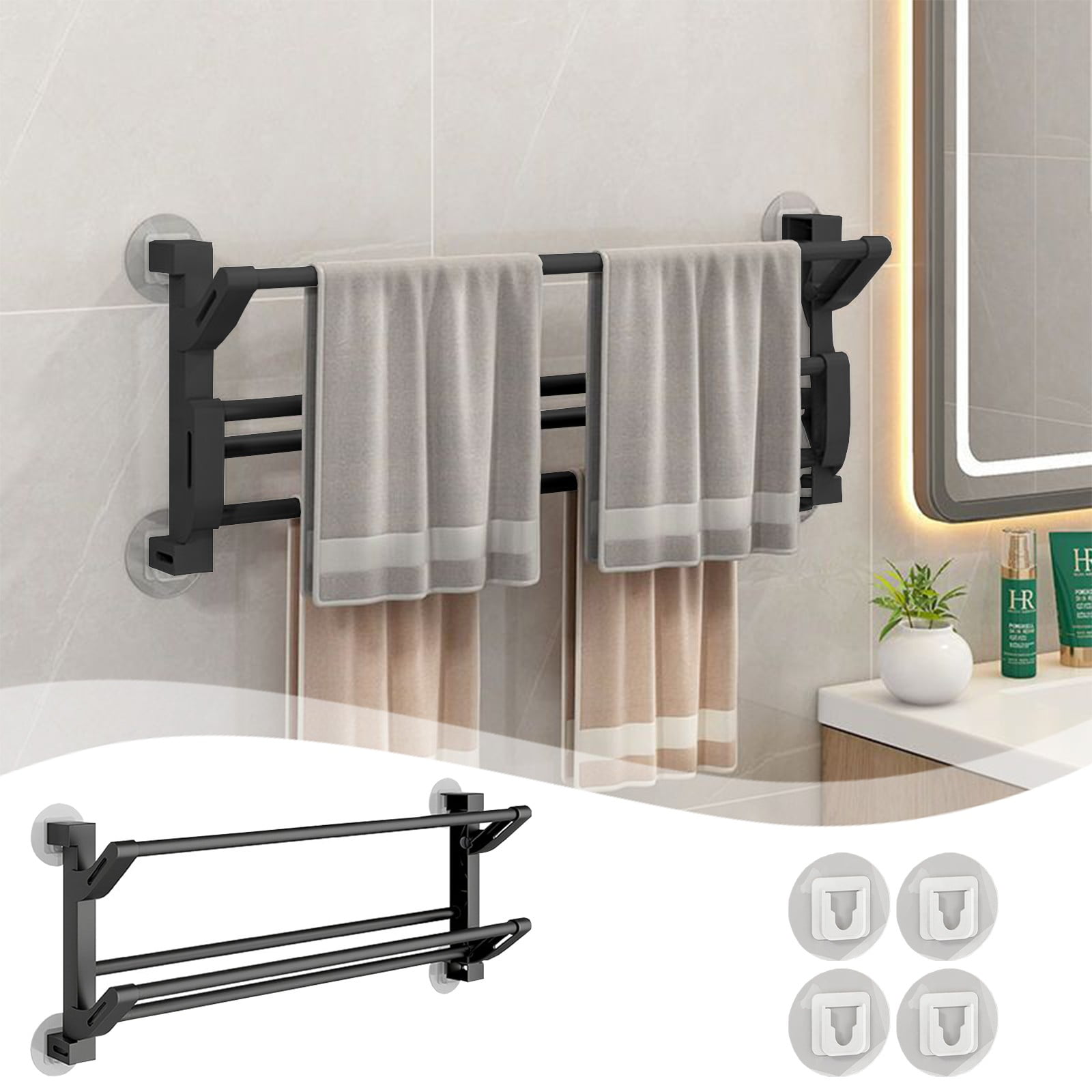 Inerposs Multifunctional Wall-Mounted Shoe Rack, Foldable Towel Rack ...