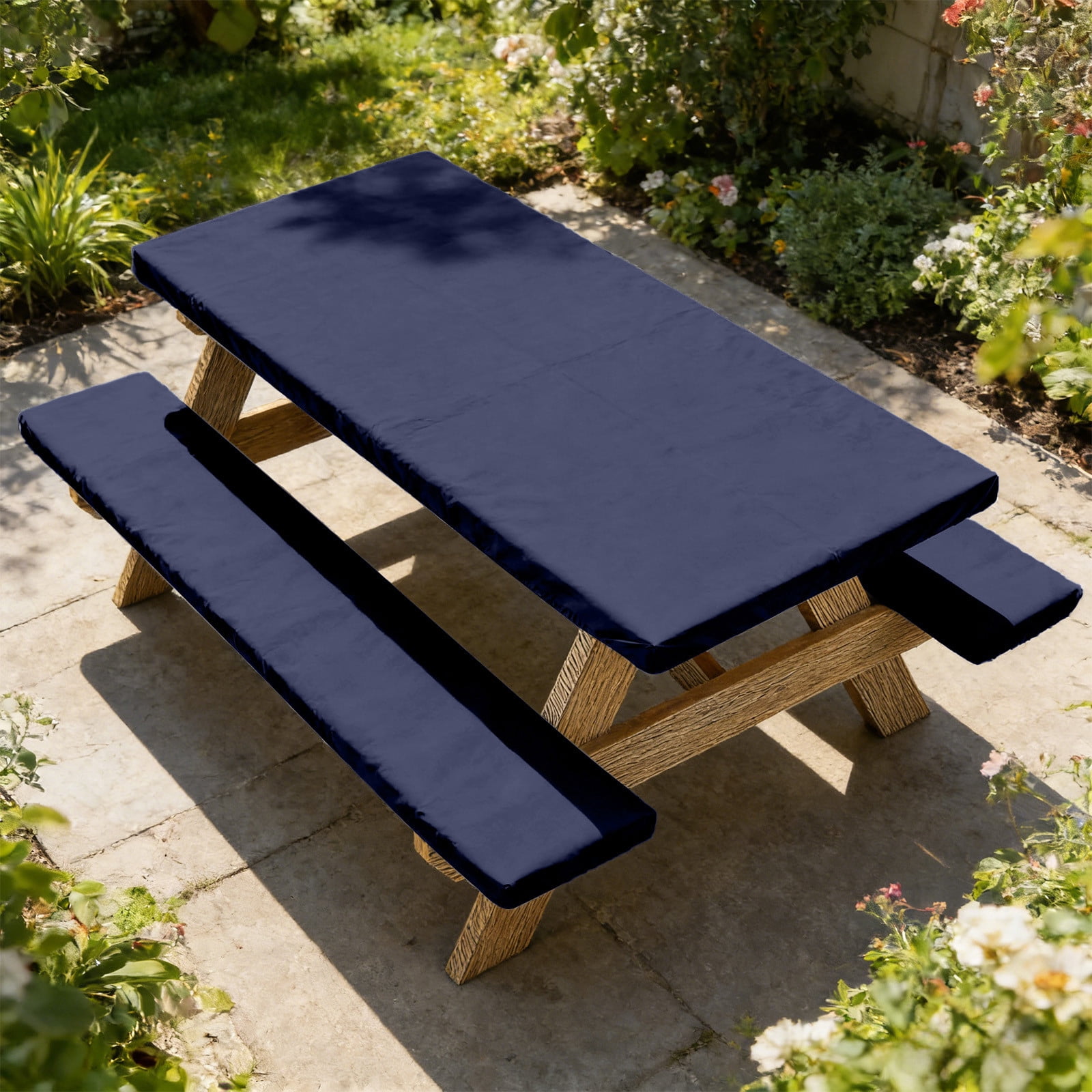 Inerposs Patio Table Cover Set, Waterproof Outdoor Furniture Covers, Picnic Table and Bench Protectors, Easy to Clean and Store, Ideal for Camping and Picnics