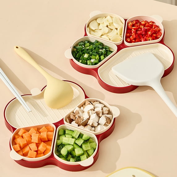 Inerposs Paw Shape Detachable Serving Tray, Divided Plates for Hot Pot, Fruit and Snack Platter, Removable Compartment Kitchen Organizer, Multi-Scene Food Prep Solution