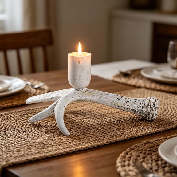 Inerposs Reindeer Antler Candle Holder, Decorative Resin Candlestick for Home Decor, Nordic Style Antler Accent, Elegant Centerpiece for Living Room, Unique Gift Idea for Housewarming