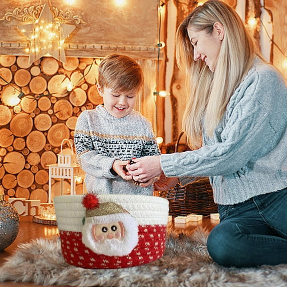 Inerposs Rope Woven Storage Basket, Stylish Organizer Bin for Living Room, Soft Toy and Book Holder, Perfect for Home Decor and Versatile Use