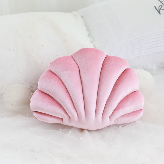 Inerposs Seashell Decorative Pillow, Soft Velvet Throw Pillow, Unique Sea Shell Shaped Cushion, Home Decor for Couch and Bed, Relaxing Accent Pillow for All Ages