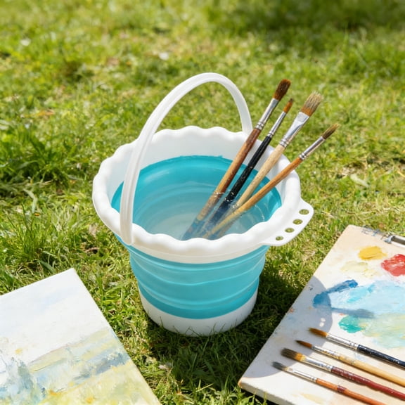 Inerposs Silicone Foldable Art Bucket, Multifunctional Brush Washer, Portable Collapsible Washing Cup, Ideal for Artists and Students, Perfect for Acrylic and Watercolor Painting