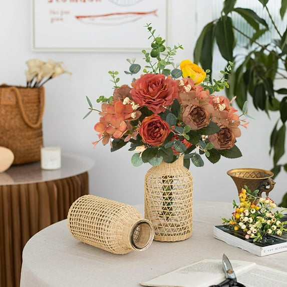 Inerposs Simulation Rose Flower Bouquet, Realistic Home Decoration, Elegant Plastic Florals, Multi-functional Indoor Decor, Lifelike Floral Arrangement