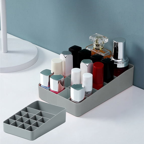Inerposs Small Squares Lipstick Storage Box, Compartment Lipstick Organizer, Nail Polish Makeup Storage, Desktop Cosmetic Holder, Stylish Jewelry Storage Solution