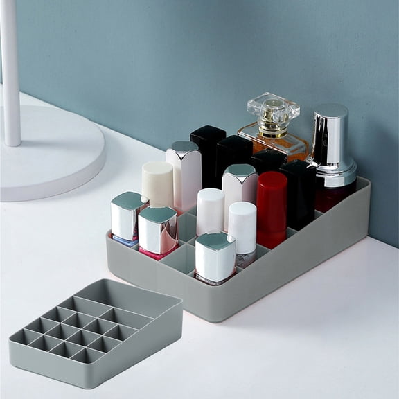 Inerposs Small Squares Lipstick Storage Box, Compartment Lipstick Organizer, Nail Polish Makeup Storage, Desktop Cosmetic Holder, Stylish Jewelry Storage Solution