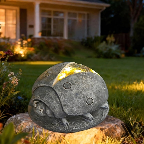 Inerposs Solar Garden Lights, Ladybug Outdoor Decor, Waterproof LED Lanterns, Charming Pathway Statues, Solar-Powered Yard Lighting, Decorative Stone Figurines for Patio