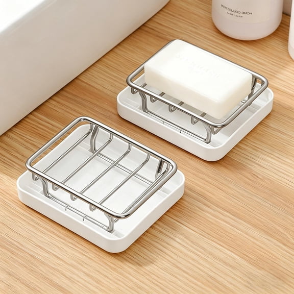 Inerposs Stainless Steel Soap Rack, Double Layer Soap Holder, Detachable Soap Organizer, Bathroom Shower Storage, Kitchen Sink Soap Container